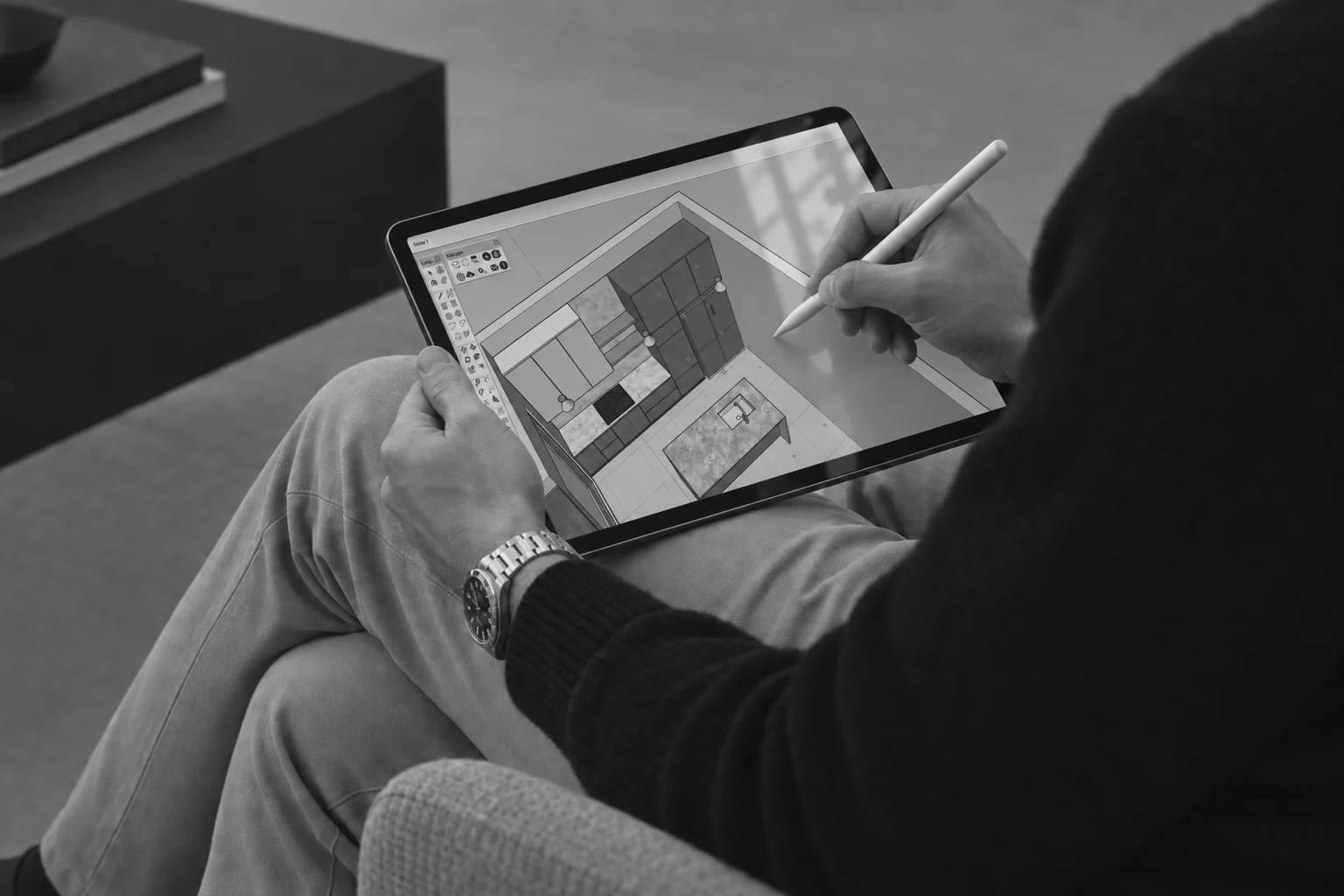 Designer sketching a kitchen